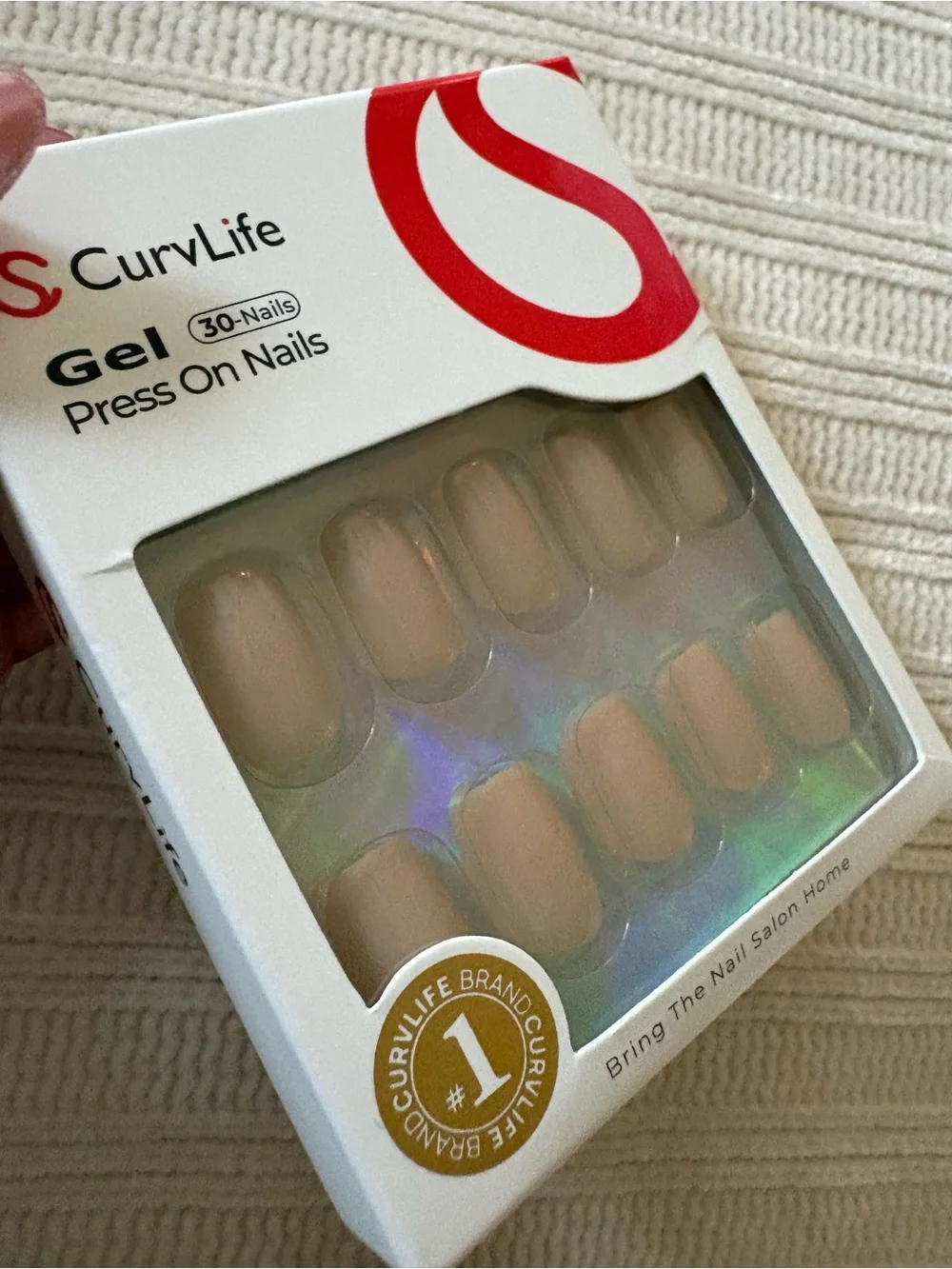 New Curvlife Gel Press On Nails - Nude Beige Set